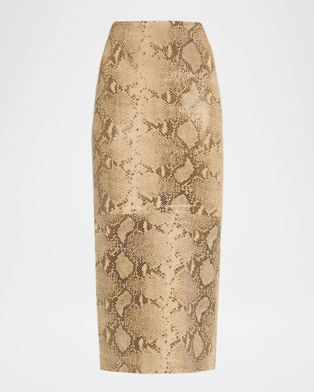 Lambskin Leather Midi Pencil Skirt